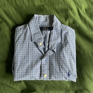 Ralph Lauren Men's Blue and White Checkered Shirt